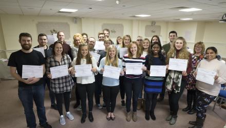 Stewards receiving TUC certificates